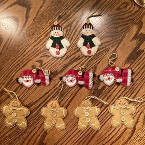 Set of 9 fabric Christmas tree ornaments